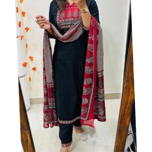 Heavy Cotton Kurti Set with Dupatta