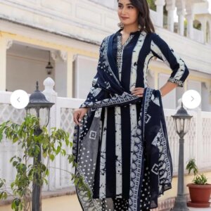 Heavy Cotton Embroidered Kurti Pant Dupatta