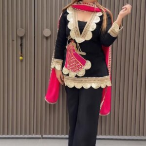 Festive Black Pink Rayon Co-ord Set