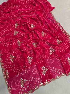 60 Gram Jorjat Saree with Kardana Handwork & Rani Blouse | Premium Festive Wear