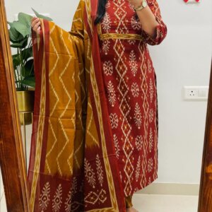 Premium Pure Fine Cotton Kurti Pant Set with Sequence Work & Cotton Dupatta