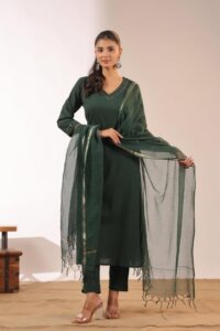 Premium Cotton Slub Kurti Set with Original Mirror Work & Kota Doriya Dupatta