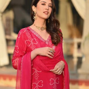 Premium Showroom-Quality Heavy Chinnon Suit Set with Sequence Embroidery & Soft Chiffon Dupatta