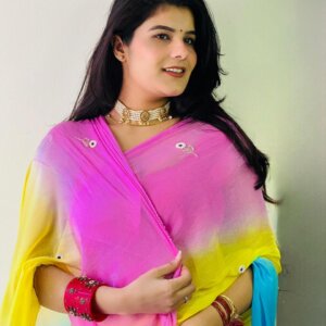 ✨ Half Pure Shiffon Handwork Saree (With Blouse)