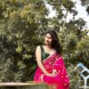 Pure Chiffon Saree with Heavy Gotapatti Work and Contrast Blouse