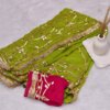Pure Chiffon Saree with Heavy Gotapatti Work and Contrast Blouse