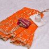 Pure Chiffon Saree with Heavy Gotapatti Work and Contrast Blouse