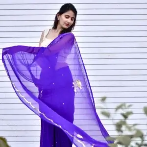 Elegant Sequence Pure Chiffon Saree – New Colour Collection ✨