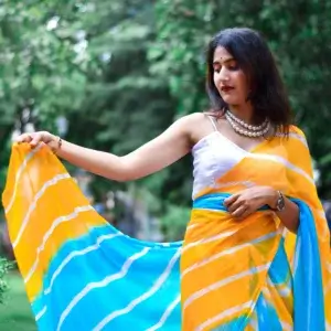 Multi Shade Lehariya Saree – Authentic Rajasthani Rainbow Wave